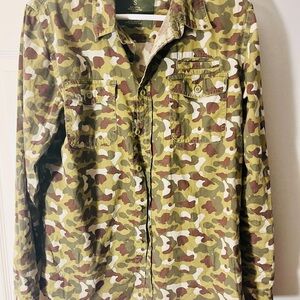 Green and Brown Lightweight Camouflage Shirt Jacket